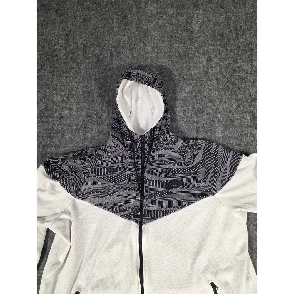 Nike Windrunner Full Zip Hoodie Men 2XL White Black Geometric Chevron 805138-100